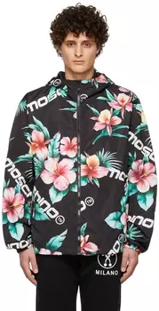 Черная куртка с цветочным принтом Moschino