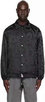 Черная куртка с камуфляжным принтом BAPE