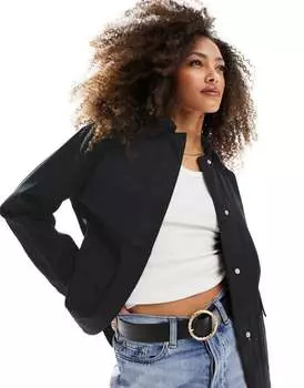 Черная куртка с карманом из хлопкового твила ASOS DESIGN