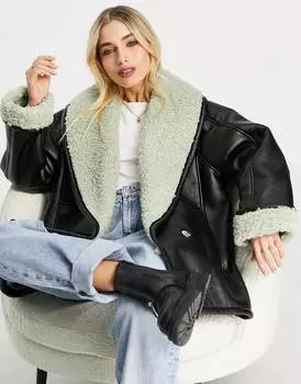 Черная куртка с принтом ASOS DESIGN
