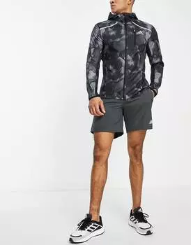 Черная куртка с принтом Running Fast Marathon adidas