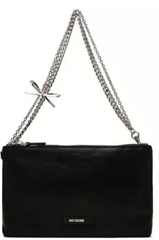 Черная квадратная сумка с лентой We11done