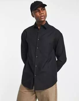 Черная льняная рубашка оверсайз ASOS DESIGN