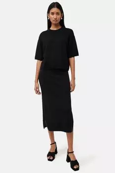 Черная льняная трикотажная футболка Jigsaw, черный