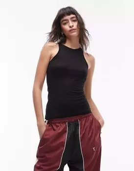 Черная майка-борцовка с приталенной спиной Topshop Premium
