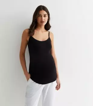 Черная майка для беременных с овальным вырезом New Look, черный