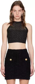 Черная майка-лабиринт «PB» Balmain