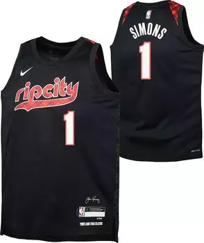 Черная майка Nike Youth 2023-24 City Edition Portland Trail Blazers Anfernee Simons #1 Swingman