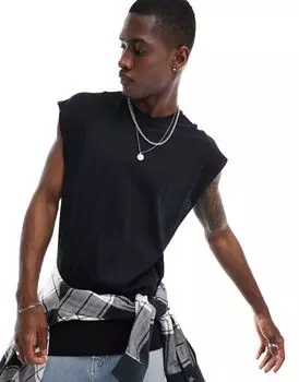 Черная майка оверсайз New Look