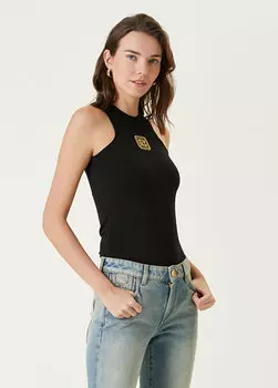 Черная майка с логотипом Balmain