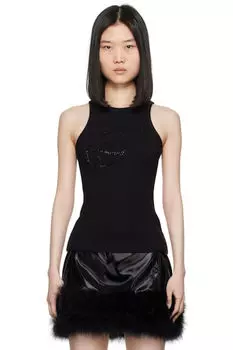 Черная майка с логотипом Crystal-Cut Blumarine