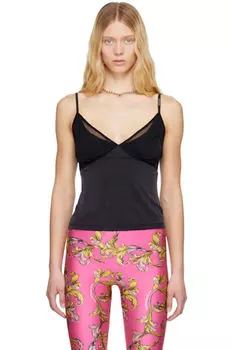 Черная майка с логотипом и фурнитурой Versace Jeans Couture