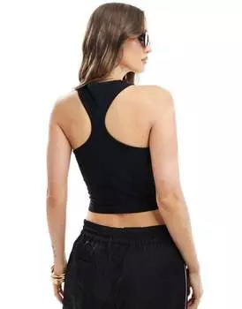 Черная майка с открытой спиной и вырезом ASOS DESIGN