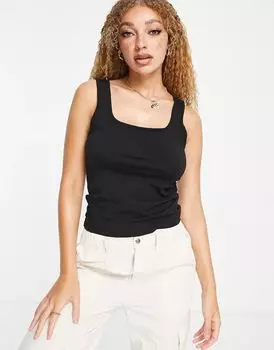 Черная майка с овальным вырезом спереди и сзади ASOS Hourglass