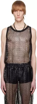 Черная майка с пайетками Feng Chen Wang