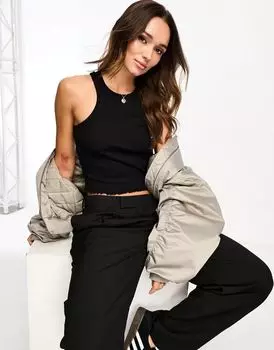 Черная майка с подвернутым краем ASOS Extreme Racer