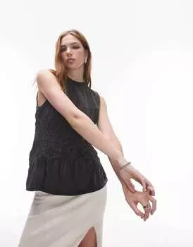 Черная майка с присборками Topshop
