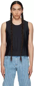 Черная майка с тиснением Mugler