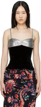 Черная майка с украшением Paco Rabanne