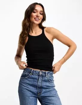 Черная майка с узкими бретелями ASOS DESIGN