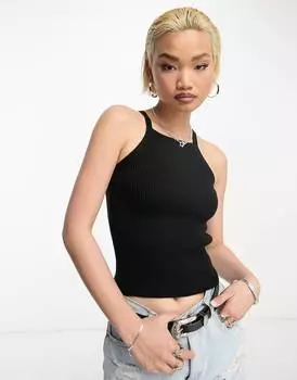 Черная майка с высоким квадратным вырезом ASOS DESIGN