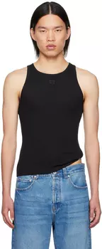 Черная майка с заплатками GANNI