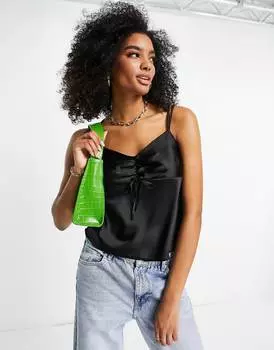 Черная майка Topshop со сборками спереди