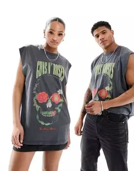 Черная майка унисекс ASOS свободного кроя с графическим принтом Guns N' Roses