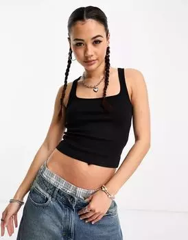 Черная майка в рубчик COLLUSION