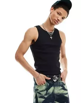 Черная майка в рубчик COLLUSION