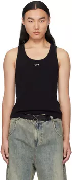 Черная майка в рубчик с надписью «Off» Off-White