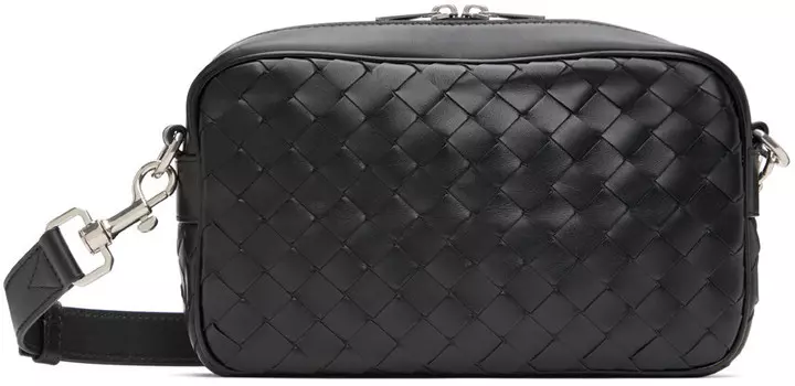 Черная маленькая сумка для фотоаппарата Intrecciato Bottega Veneta