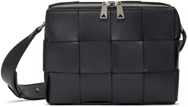 Черная маленькая сумка-кассета Bottega Veneta, цвет Ardoise/Silver