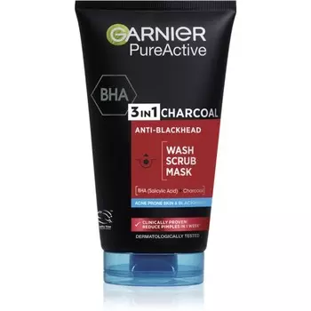 Черная маска для лица Garnier Pure Active от черных точек и прыщей с активированным углем 3в1 150 мл