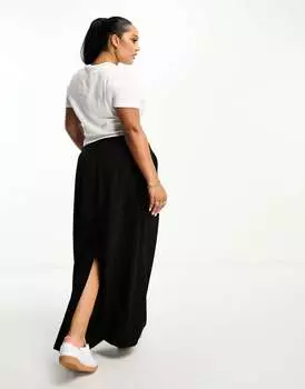 Черная макси-юбка с разрезом и разрезом ASOS Curve