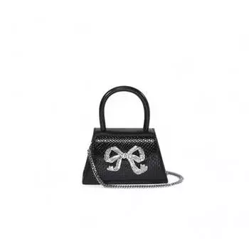 Черная микросумка с бантом Python Diamante Bow Self-Portrait, черный