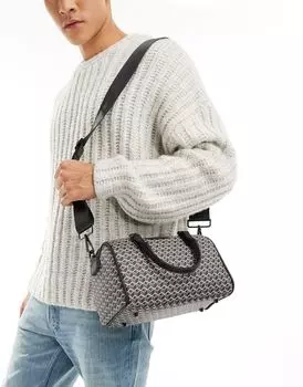 Черная мини-котелка через плечо с монограммой ASOS DESIGN