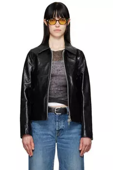 Черная мини-кожаная куртка OUR LEGACY