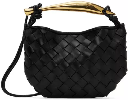 Черная мини-сумка через плечо с сардинами Bottega Veneta