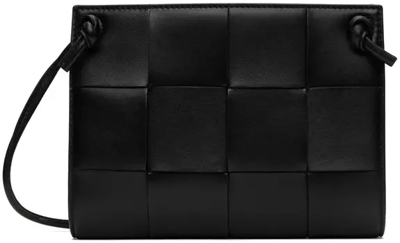 Черная мини-сумка-кассета Bottega Veneta, цвет Black/Gold