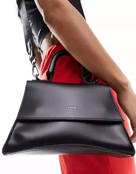 Черная мини-сумочка PASQ с закругленным основанием и ремешком через плечо