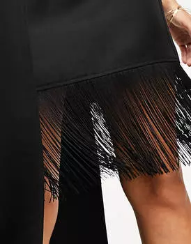 Черная мини-юбка с бахромой NA-KD x Josefine HJ