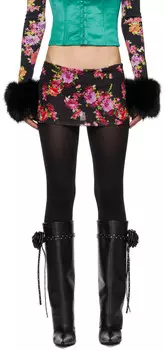 Черная мини-юбка с цветочным принтом Guizio