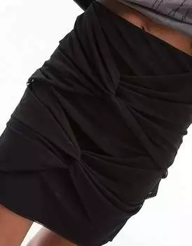 Черная мини-юбка с двойным узлом Topshop