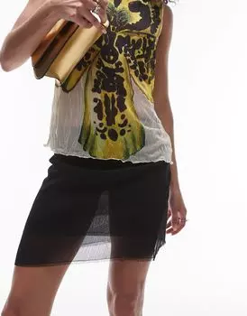 Черная мини-юбка с низкой посадкой Topshop