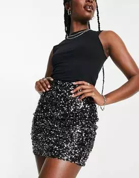 Черная мини-юбка с пайетками ASOS DESIGN