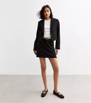 Черная мини-юбка с поясом New Look, черный