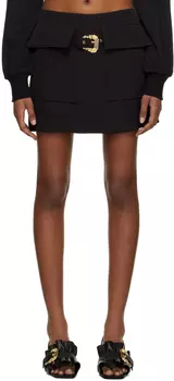 Черная мини-юбка с пряжкой Baroque Versace Jeans Couture