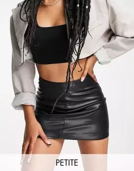 Черная мини-юбка с разрезом под кожу Topshop