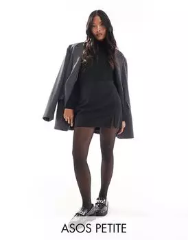 Черная мини-юбка с разрезом спереди ASOS DESIGN Petite